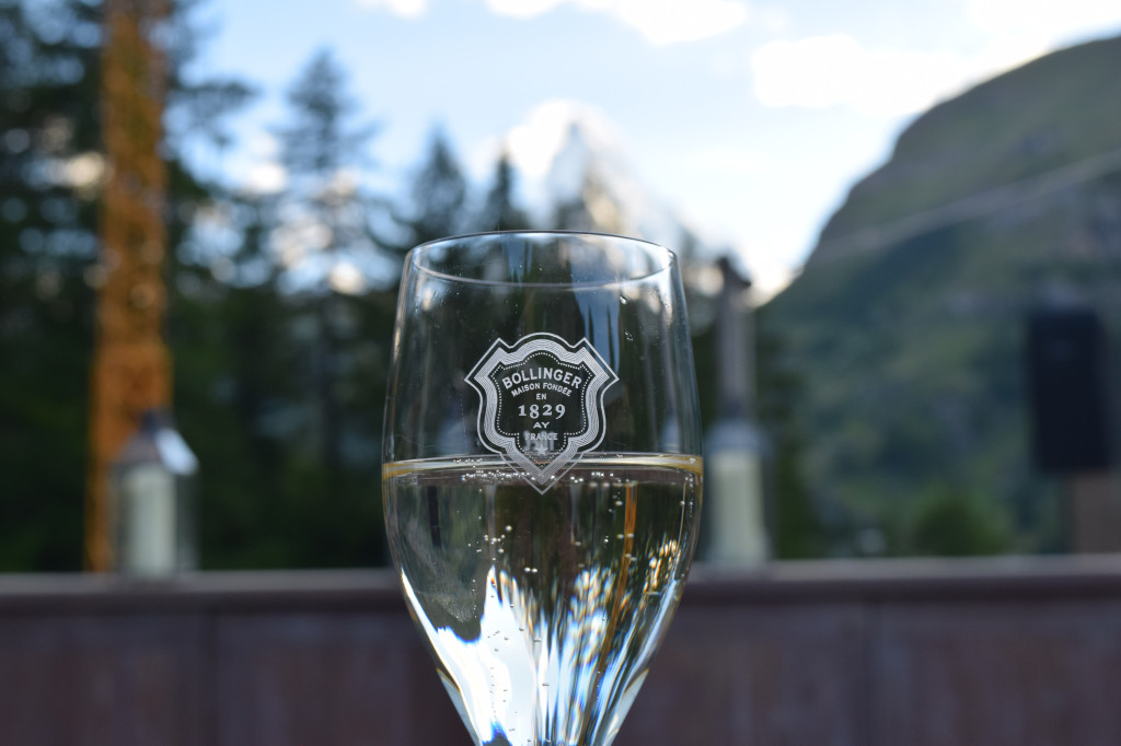 A little bubbly at Hotel Christiana with a spectacular view of the Matterhorn