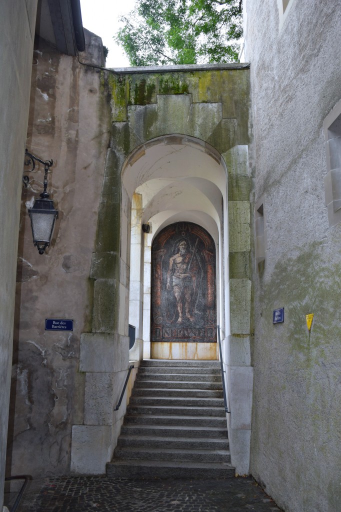 Hidden art in a passageway from the Cathedral down to the shopping district.